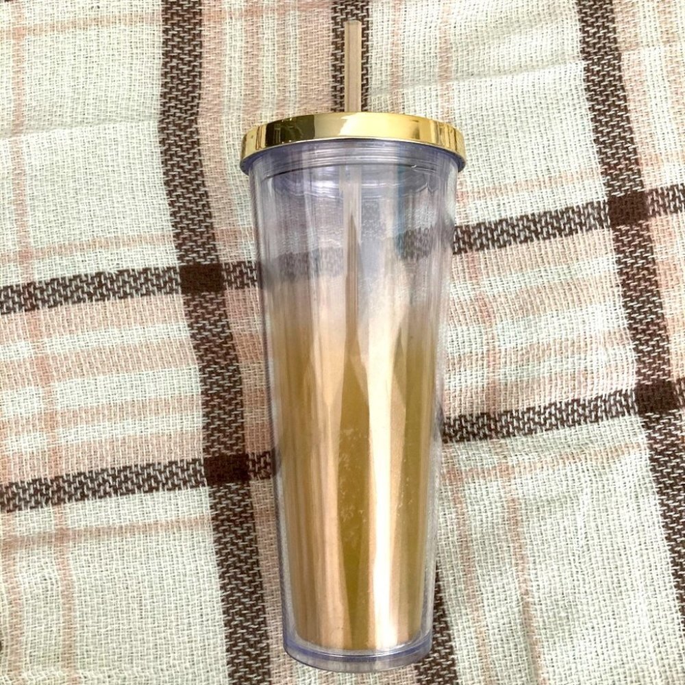 STARBUCKS Gradient Ombre Gold Faceted Tumbler NWT
